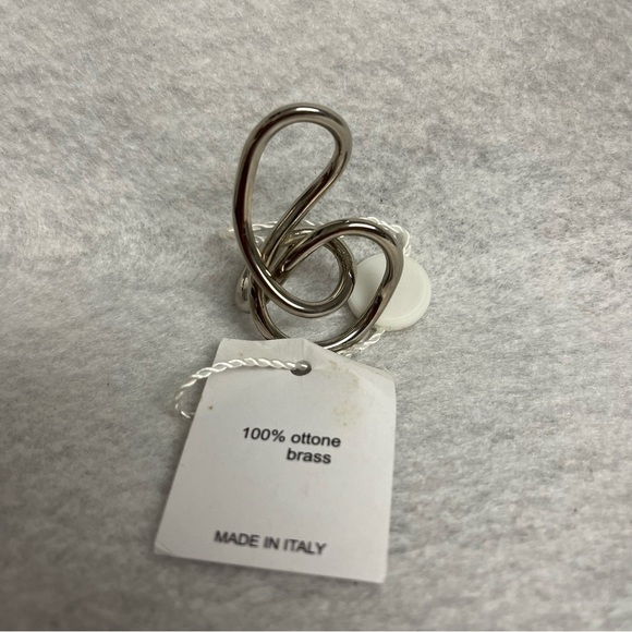 NEW MAISON Martin MARGIELA MM6 Silvertone Brass Ring US sz 6 Sculptural Swirls - Picture 1 of 12